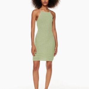 Wilfred Aritzia Sunset Halter Crochet Knit Dress Mint Green size Medium